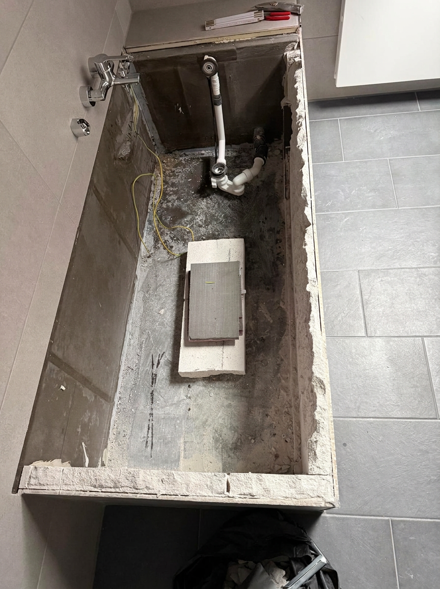 After removing the old bathtub